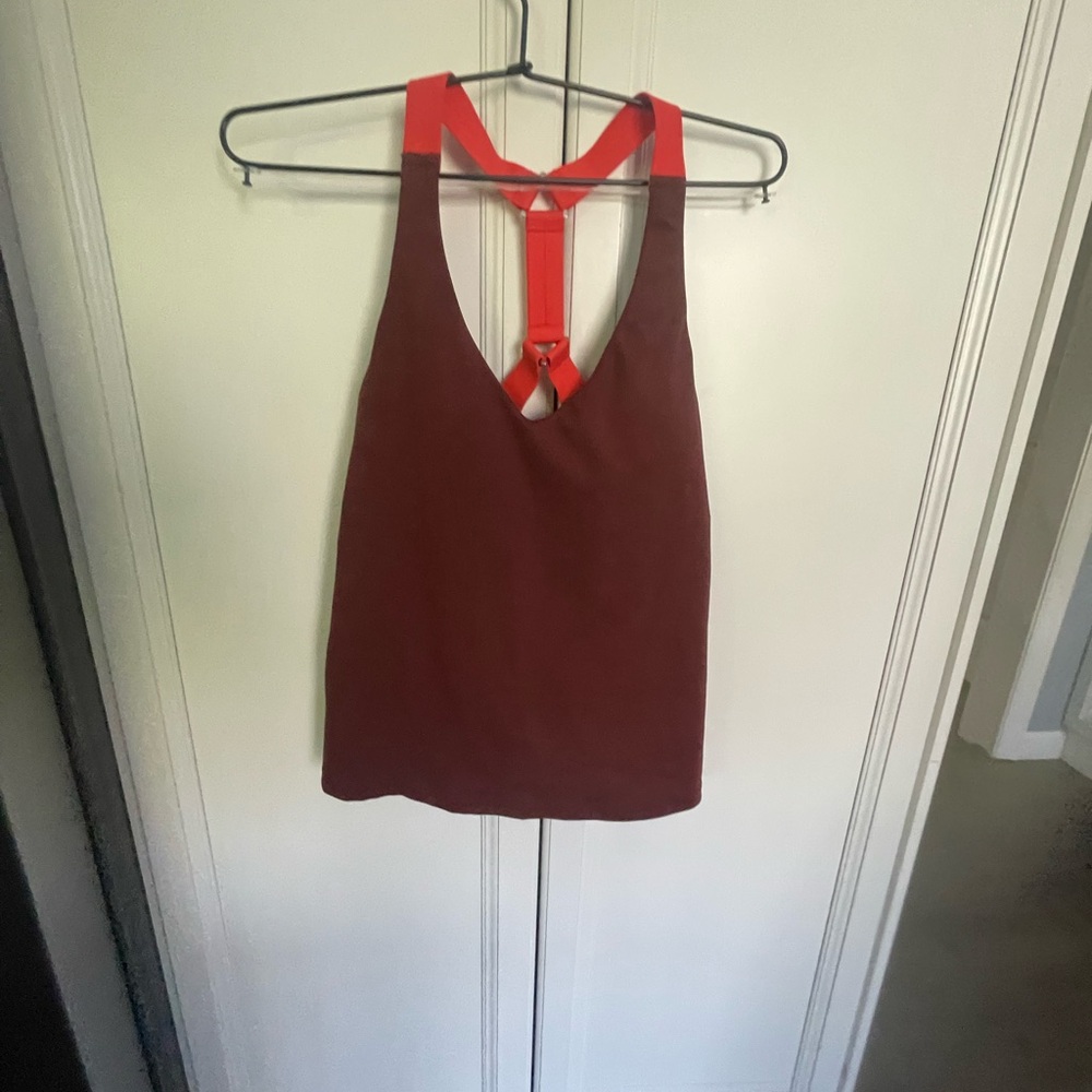 Athleta brown and Orange Backless Cut Out Tank Top